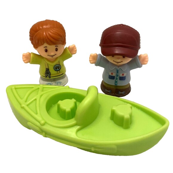 Fisher Price Little People Lime Green Kayak Boat Canoe With 2 Figures - Picture 1 of 9